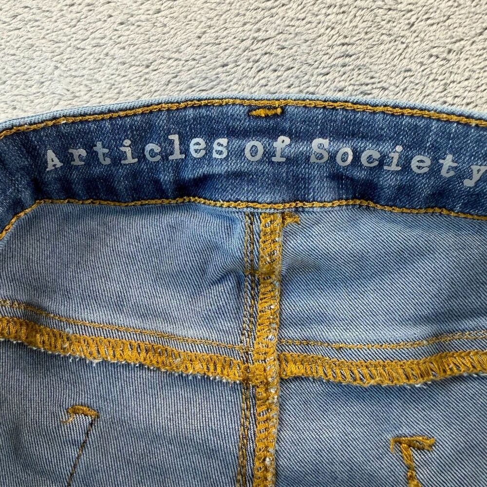 Articles of Society Skinny Jeans Women Distressed Raw Hem Blue Size 28 - Picture 4 of 11